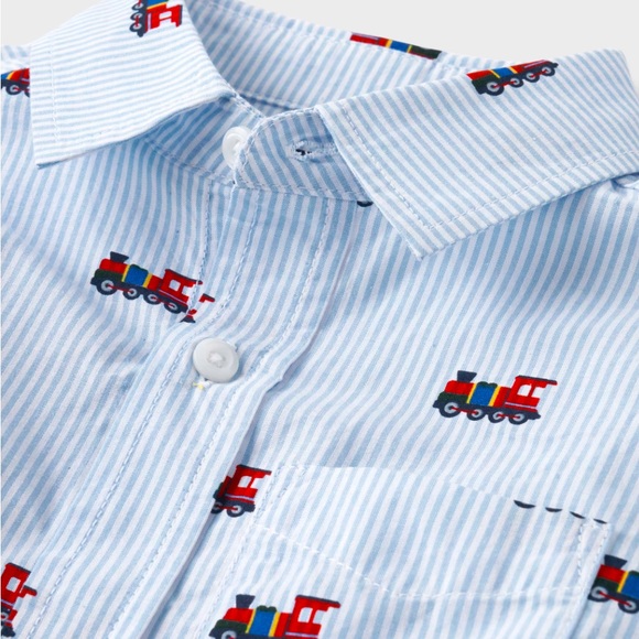 The Children’s Place Train Striped Button up Shirt - Picture 5 of 5